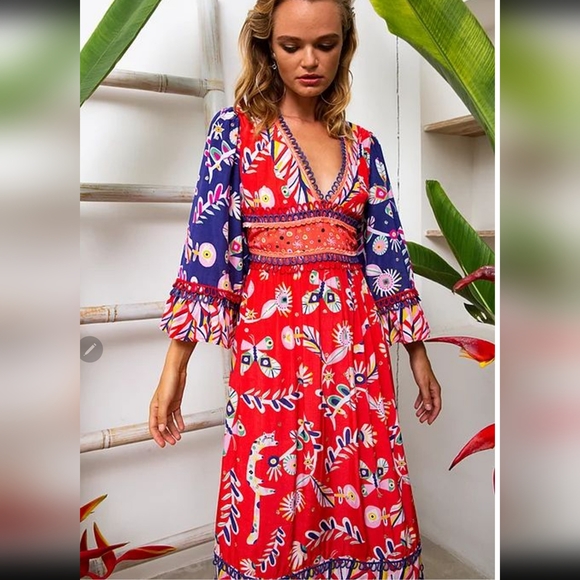 CeliaB Jules Midi Dress In Red - Picture 2 of 16